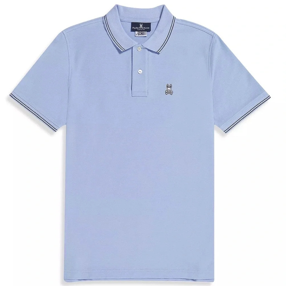 Psycho Bunny Men’s New Deco Blue Logan Tipped  Short Sleeve Polo size 7 XXL